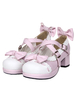 Bianco dolce Piazza tacchi Lolita scarpe fiocco Decor tagliare punta tonda
