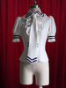 Bianco Lolita camicetta Stripes Tie Ruffles cotone camicetta per le donne