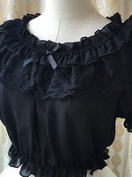 Bianco Lolita camicetta volant in Chiffon pizzo camicetta