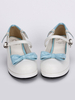 Bianco Lolita Chunky tacchi scarpe blu Bows tondo cinturino alla caviglia con fibbia