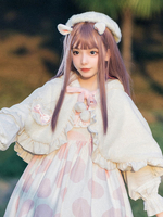 Bianco Lolita Poncho Polyester Bows Ruffles Bow Fall Fall Lolita Outwears