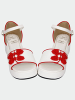 Bianco Qi Lolita Sandali Platform rosso cinese stile pulsanti
