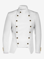 Bianco Vintage Elegante Poliestere Bottoni Maniche Lunghe Costumi Retro Per Uomo