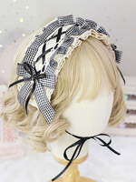 Black Lace Sweet Lolita Copricapo Archi Plaid fascia