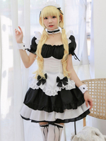 Black Lolita Outfits Bows Bell maniche corte copricapo
