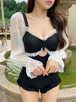 Black Lolita Outfits Ruffles maniche lunghe tuta