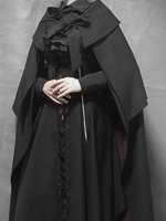 Black Lolita Poncho Poliestere Inverno Lolita Outwears