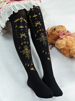 Black Lolita Tights Halloween Demon Cross doratura velluto Lolita Stocking
