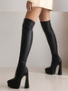 Black Over the Knee Boots Women Platform Piattaforma elastica elastico tallone alto stivali alti