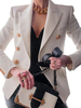 Blazer casual da donna Collo con risvolto bianco Maniche lunghe Bottoni Blazer corti