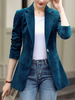 Blazer casual da donna con colletto alla rovescia con bottoni a maniche lunghe