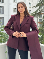Blazer da donna alla moda in poliestere con colletto rovesciato e tasche a maniche lunghe
