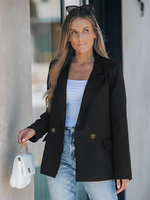 Blazer da donna moderno collo turndown bottoni maniche lunghe poliestere