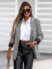 Blazer per donna Capispalla in poliestere scozzese a maniche lunghe con tasche con colletto alla rovescia moderno