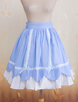 Blu cielo arruffato Bow cotone Lolita gonna