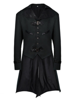 Blu Vintage Top Vintage Bottoni Maniche Lunghe Poliestere Fibra di Poliestere Soprabito Costumi Retrò Per Uomo