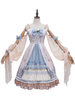 Blue Sweet Lolita JSK Dress Gonne in maglia Lolita a fiori senza maniche nude