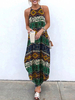 Boho Maxi Dress Abito lungo stampato senza maniche da donna