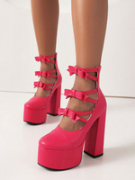 Bootie per tacchi da donna PU Leather Round Toe Dettagli DETTAGLIO CHURNO CHURNO CHURNO CHURNO