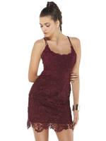 Borgogna Dress Casaiolo 2022 Guaina Gioiello Neck Senza maniche Abito da festa in pizzo