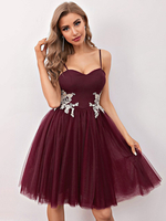 Borgogna Dress Homecoming 2022 Breve A Vestiti in tulle Abiti in tulle in tulle per PROM