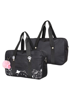 Borsa a tracolla Lolita nera in tela con stampa lolita