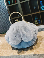 Borsa a tracolla Sweet Lolita Borsa a tracolla lunga in peluche grigio chiaro Accessori Lolita