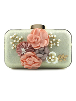 Borsa da sposa di materiale sintetico perle a fiori catena con chiusura a bacio matrimonio