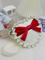 Borsa Lolita bianca Poliestere Fiocchi Ruffles Borsa a tracolla Accessori Lolita