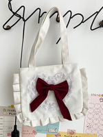 Borsa Lolita dolce Borsa a tracolla Lolita in tela bianca con fiocco in poliestere
