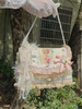 Borsa Lolita in stile pastorale Borsa a tracolla in fibra di poliestere con applicazioni in poliestere rosa Accessori Lolita