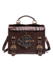 Borsa Lolita Steampunk Borsa in pelle PU marrone caffè Rivetti Dettagli in metallo Borsa a tracolla Accessori Lolita