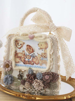 Borsa Lolita stile ROCOCO Caffè Marrone Poliestere Fiori Fiocchi Borsa in fibra di poliestere Accessori Lolita