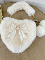 Borsa Lolita stile ROCOCO Ecru White Poliestere Pom Poms Fiocco Accessorio in poliestere Accessori Lolita