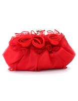 Borsa pochette sera sposa rosa fiori volant bacio serratura borsa da sposa