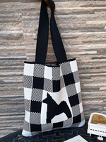 Borse da donna Borse a tracolla con doppio manico scozzese in misto cotone e poliestere