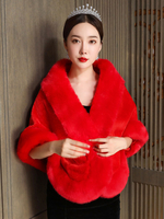 Bottoni da sposa in pelliccia sintetica senza maniche rossi a portafoglio