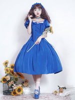 Bow Lolita OP Dress Royal Blue Bows Lolita Abiti interi