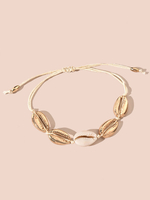 Bracciale per donna Bracciali lavorati a maglia a catena marinara rettangolari con conchiglia alluncinetto biondi