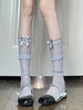 Calza dolce Lolita fiocchi grigi volant accessorio poliestere accessori Lolita