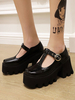 Calzature accademiche Lolita Décolleté Lolita con tacco a zeppa in pelle PU nera
