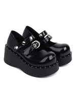 Calzature accademiche Lolita Décolleté Lolita con tacco a zeppa in pelle PU nera