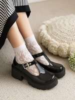 Calzature accademiche Lolita Décolleté Lolita con tacco grosso in pelle PU nera