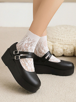 Calzature accademiche Lolita Décolleté Lolita in pelle PU con punta tonda e tacco a zeppa nere