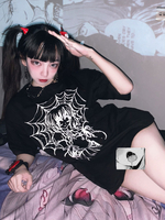 Camicetta Lolita per donna T-shirt Lolita in poliestere a maniche corte con collo gioiello nero