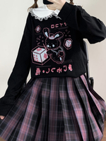 Camicetta Lolita per le donne Maglietta Lolita in poliestere a maniche lunghe con colletto alla Peter Pan in poliestere nero