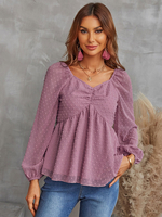 Camicetta per donna Top in poliestere casual con scollo a cuore rosa