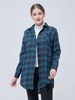 Camicetta per donna verde poliestere cotone colletto turndown casual plaid bottoni maniche lunghe top