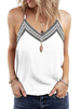 Camicetta senza maniche in poliestere senza maniche con scollo a V bianca per donna