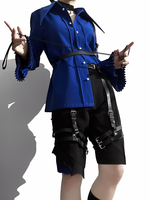 Camicette Gothic Lolita Blu Maniche Lunghe Lolita Top Lolita Camicia